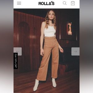 NWOT ROLLA‘s sailor jeans tan camel brown high rise wide leg pants 26